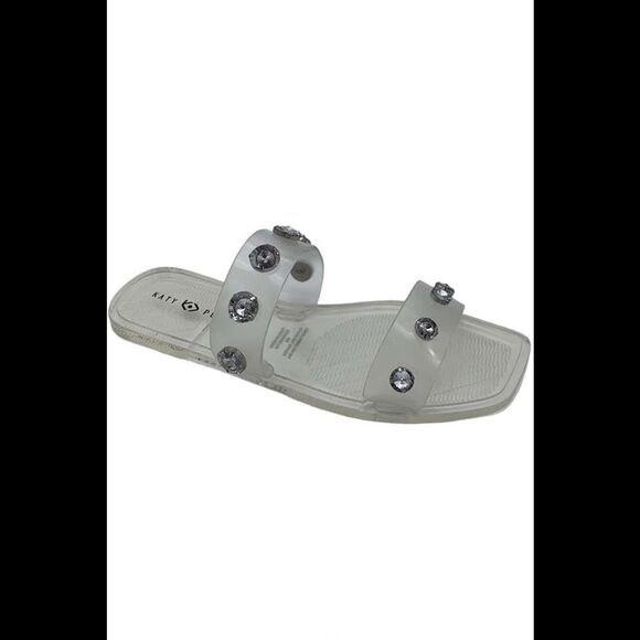 Katy Perry Shoes - Katy Perry Embellished Square Toe Slide Sandals The Geli Clear - Medium